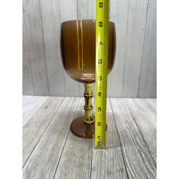 Vtg Tiki Bar Wine Goblets Acrylic Tree Bamboo Style Stem Cocktail Glasses Set 4 - Picture 6 of 7